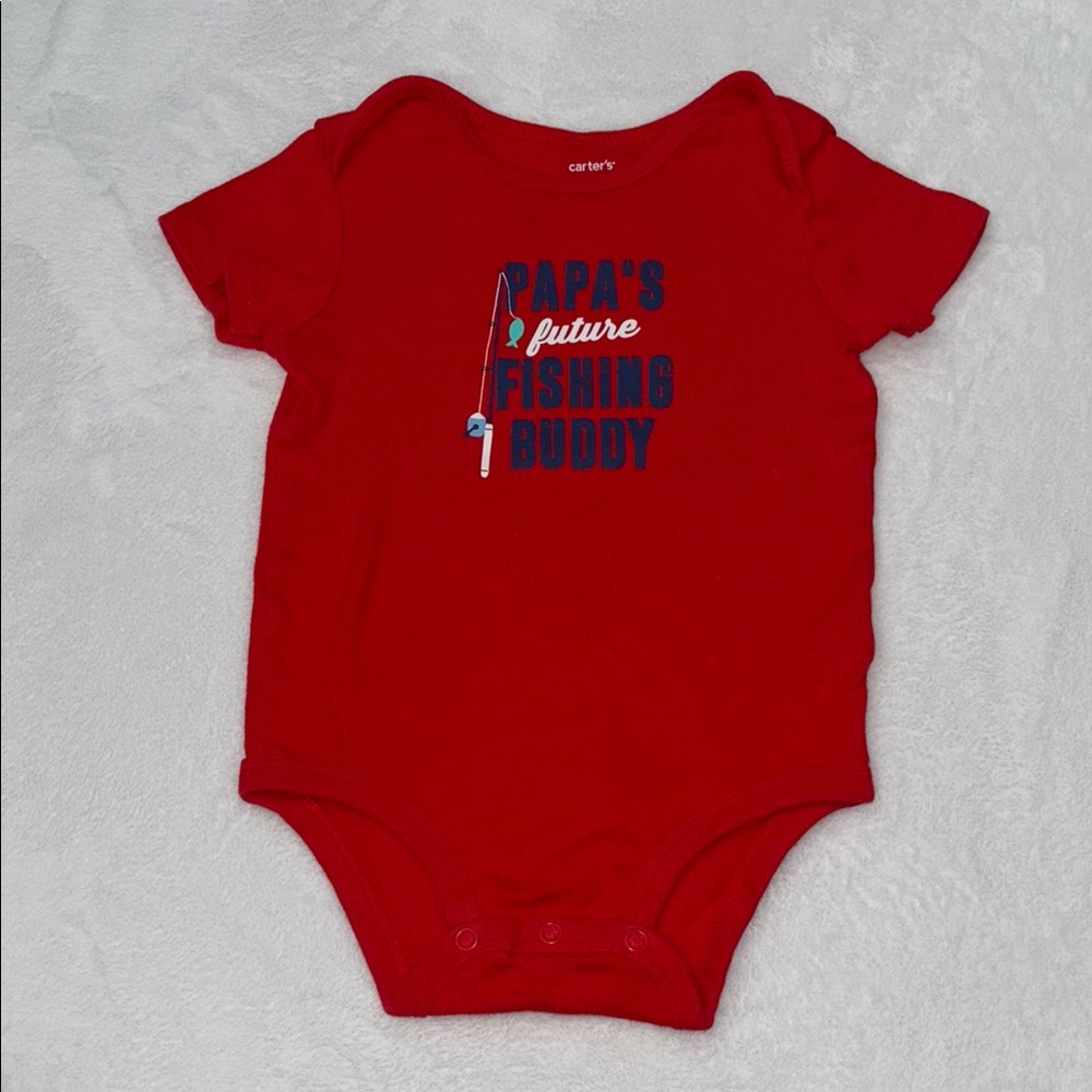 (3 for $10) Carter's Red One Piece - bodysuit Papa's Future Fishing Buddy